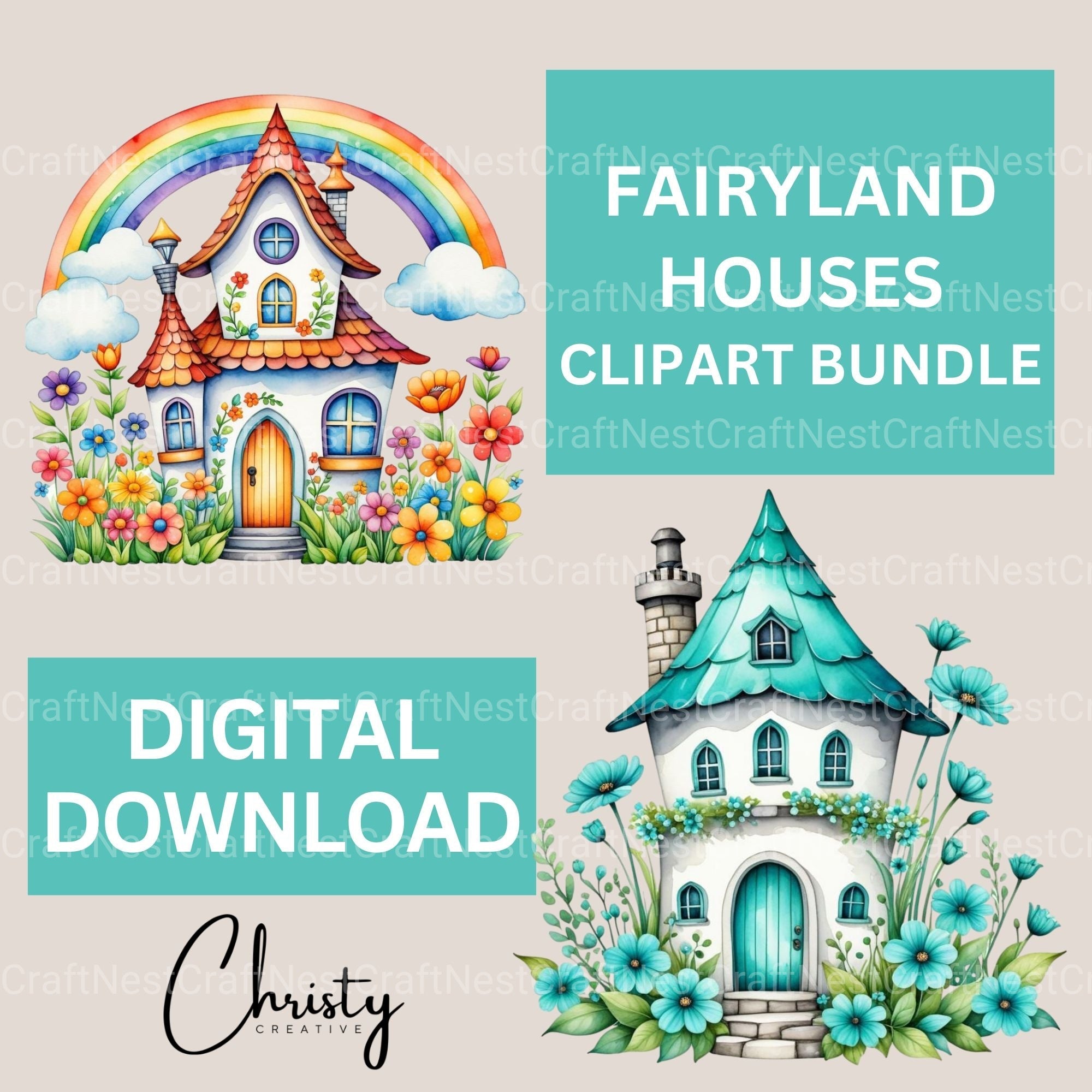 Fairyland Houses Clipart Bundle