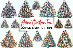 Animal Christmas Tree Clipart Bundle - CraftNest - Digital Crafting and Art