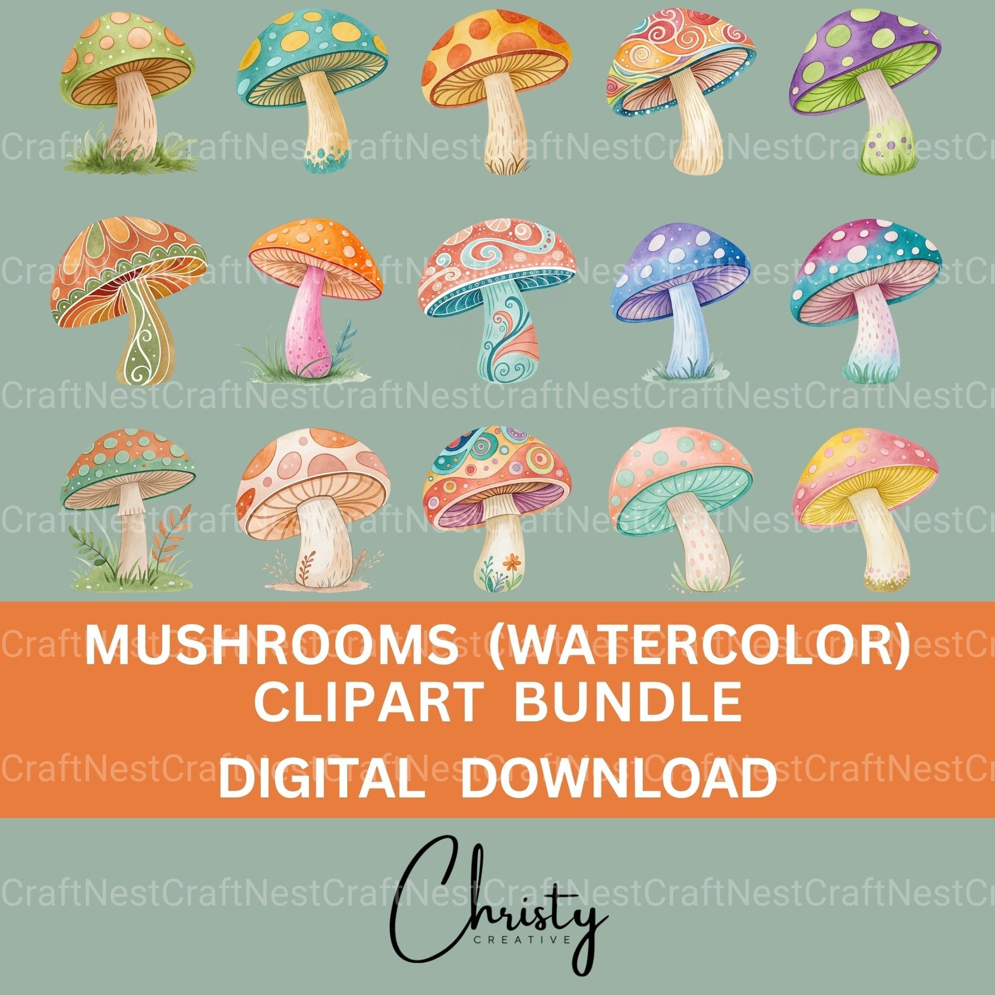 Mushrooms Clipart Bundle