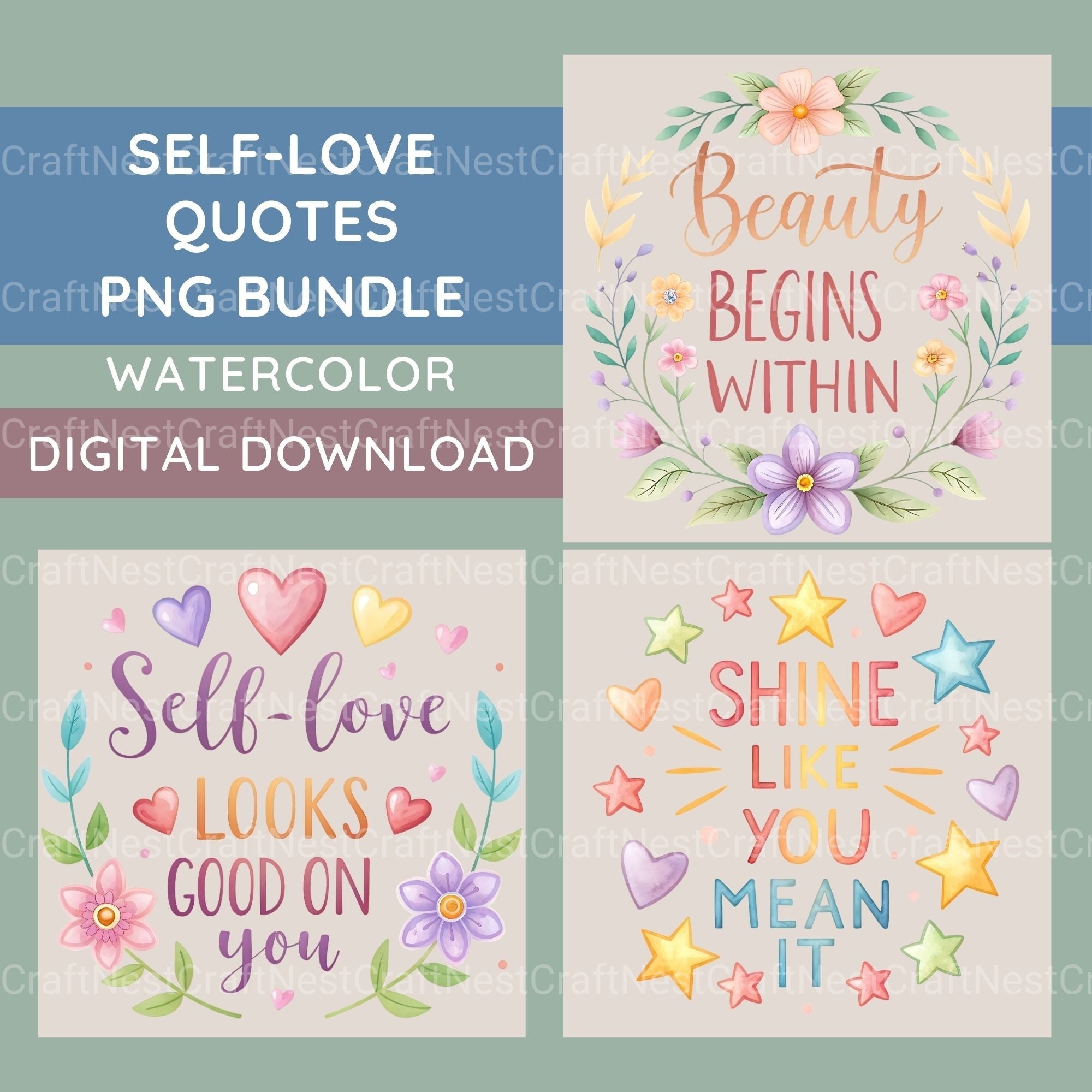Self Love Quotes Clipart Bundle