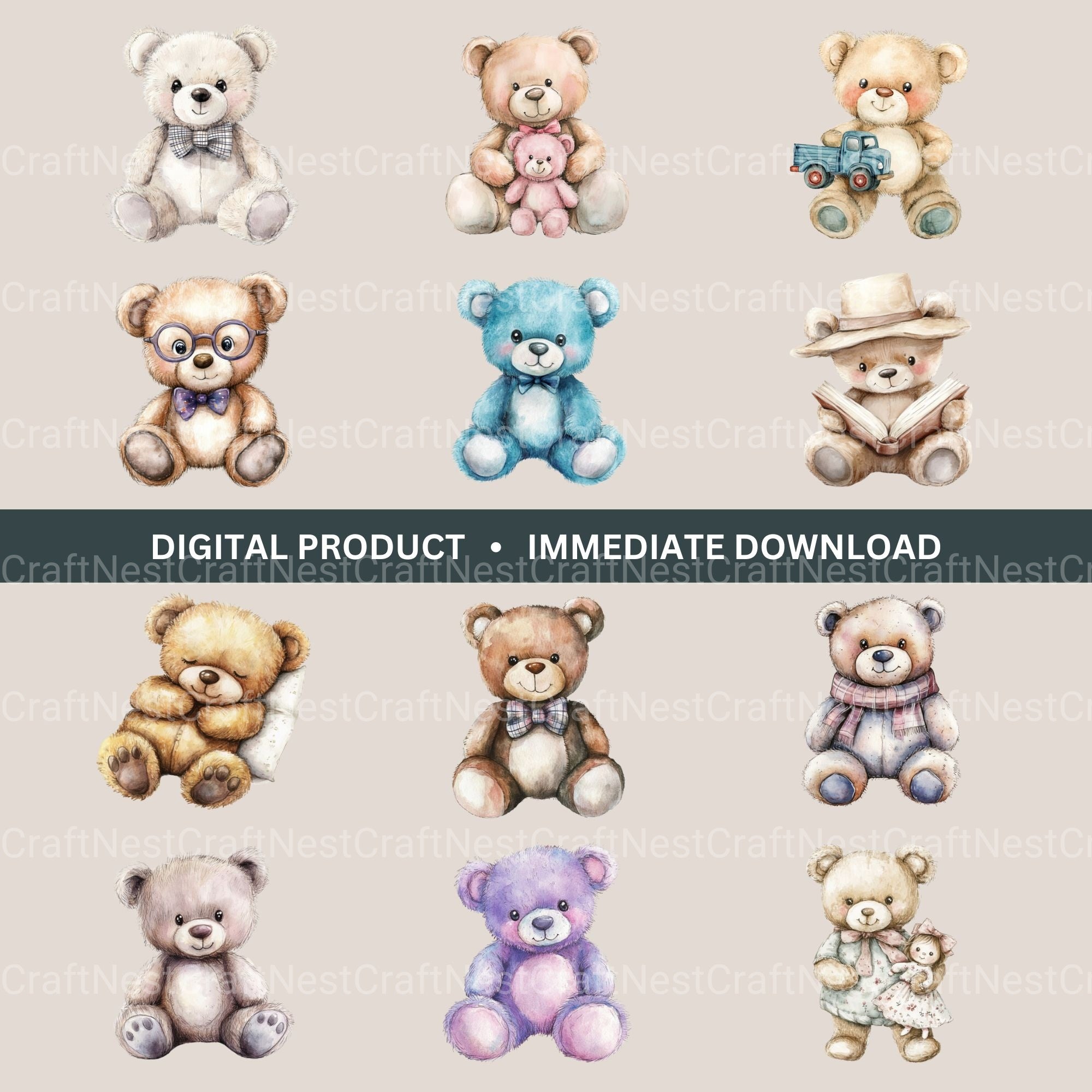 Teddy Bears 2 Clipart Bundle