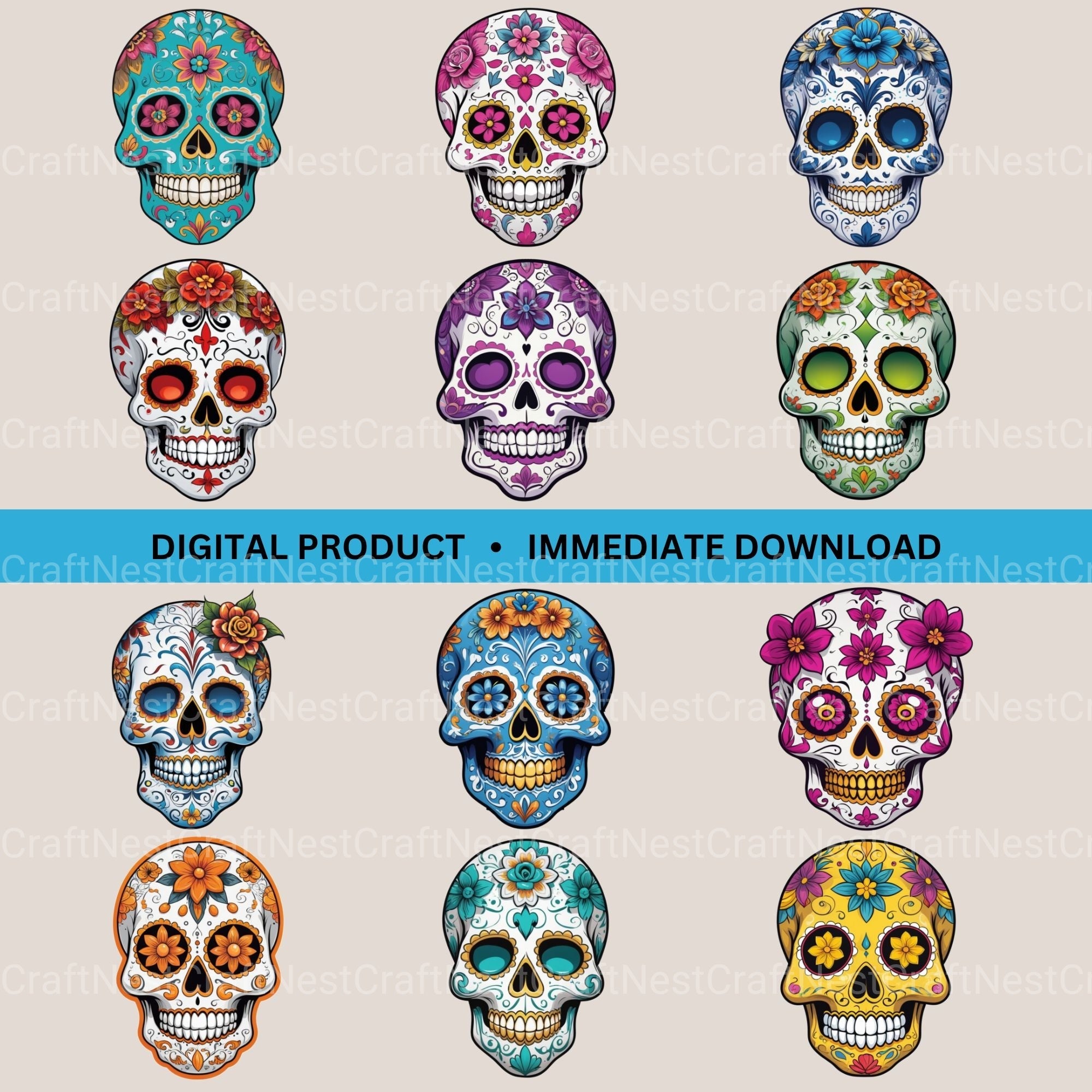 Sugar Skulls Clipart Bundle