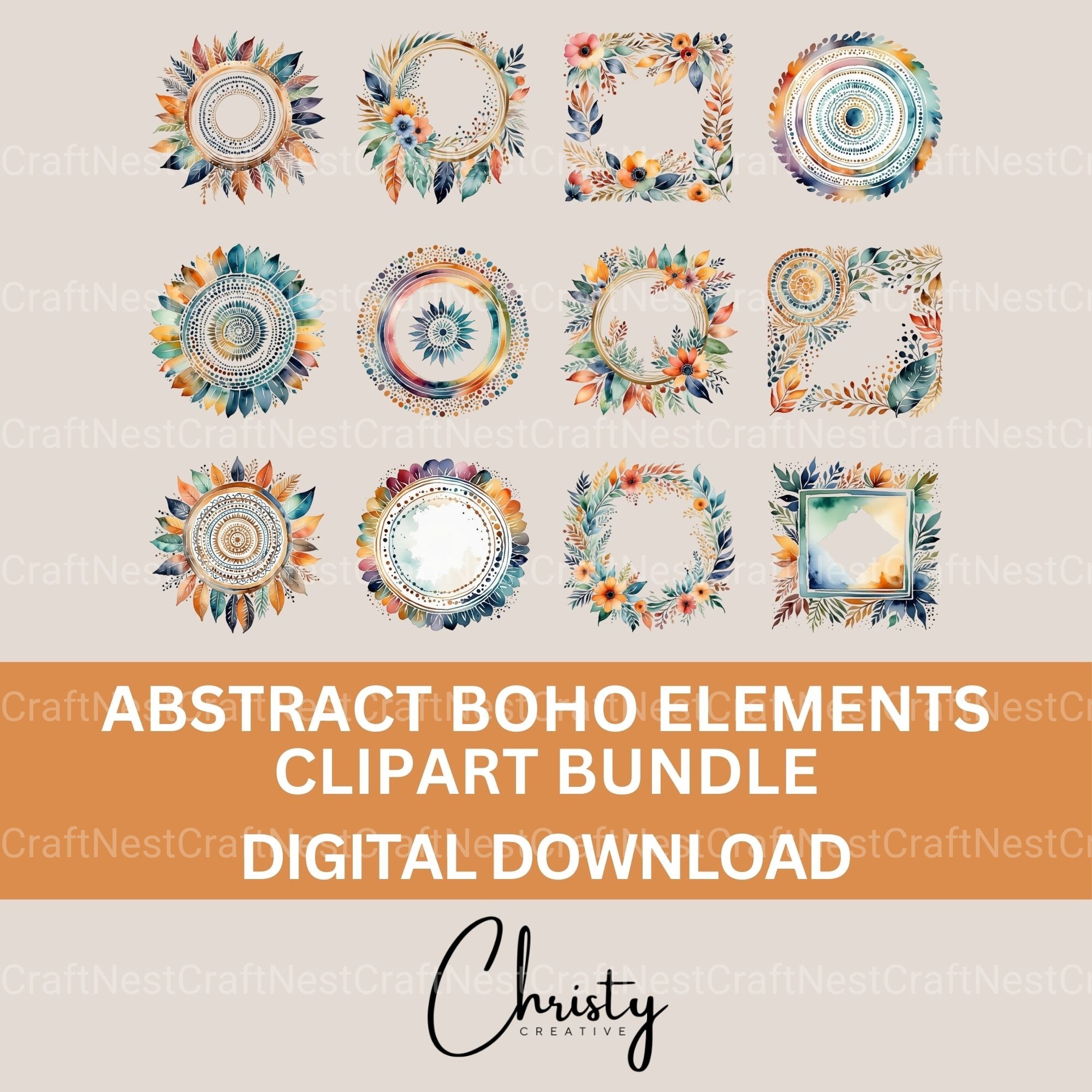 Abstract Boho Clipart Bundle