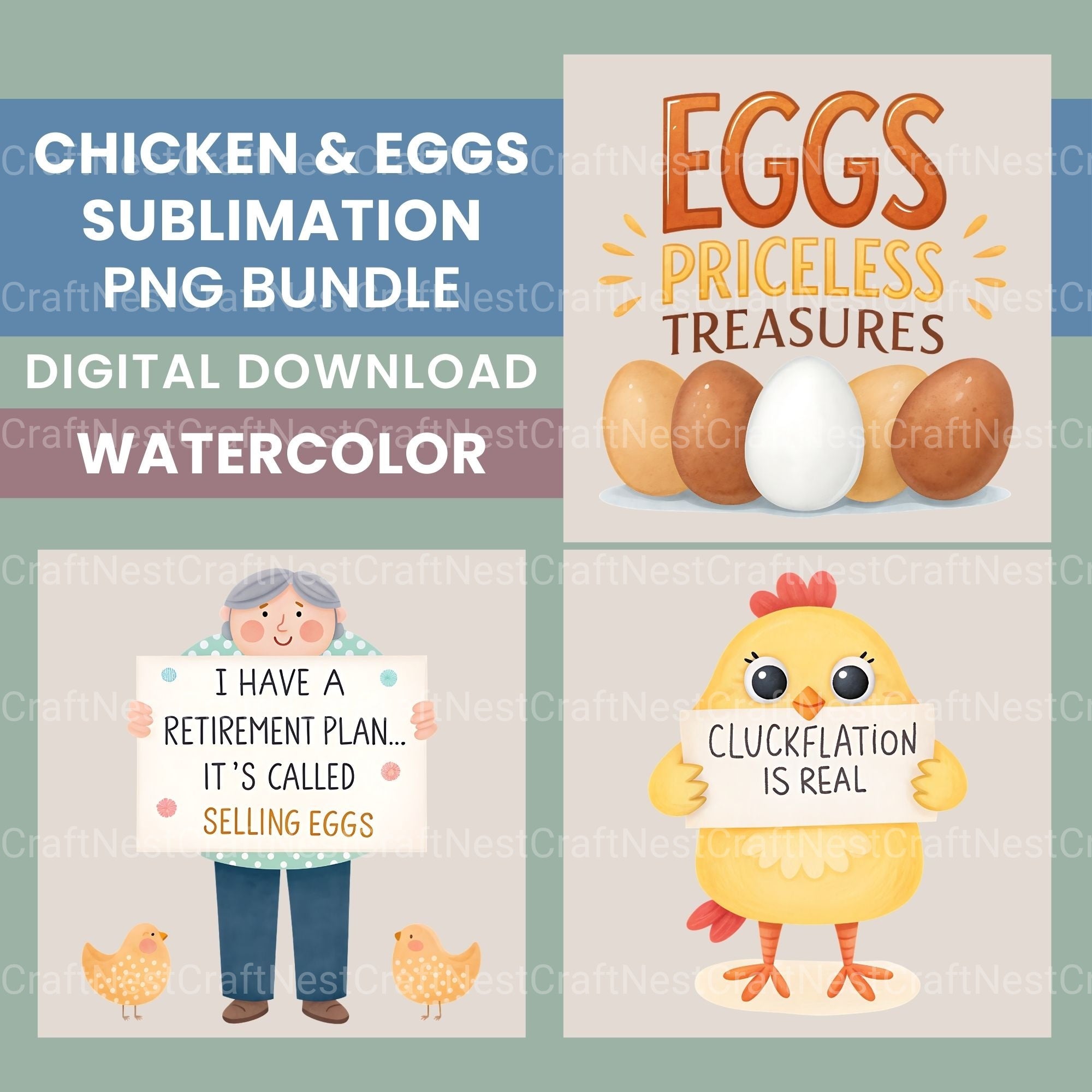 Chickens Eggs Clipart Bundle