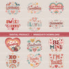 Retro Love Words Clipart Bundle
