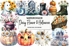 Daisy Flower & Halloween Clipart Bundle 72 - CraftNest - Digital Crafting and Art
