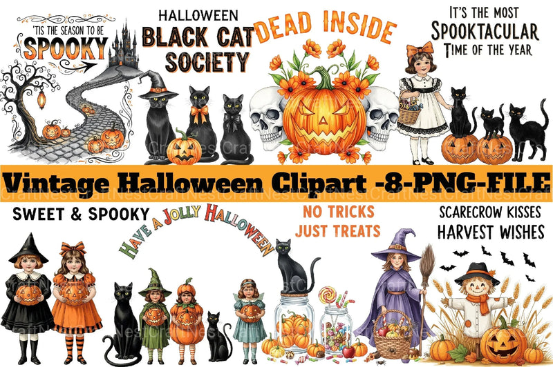 Vintage Halloween Clipart Bundle 34 - CraftNest - Digital Crafting and Art