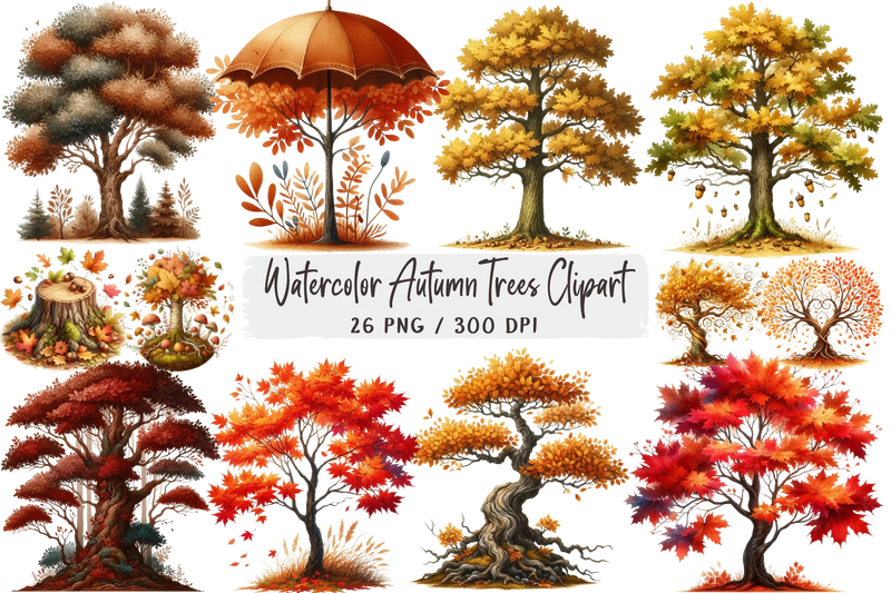 Autumn Trees Clipart Bundle 99 - CraftNest - Digital Crafting and Art