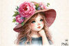 Girl with Peonies Flower Clipart Bundle