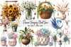 Flower Hanging Plant Vase Clipart Bundle
