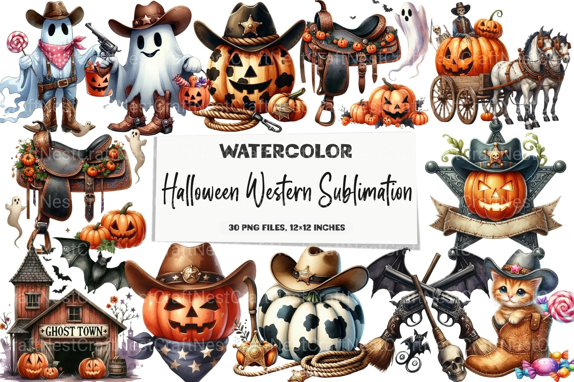 Halloween Western Clipart Bundle - CraftNest - Digital Crafting and Art