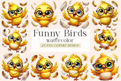 Funny Birds Clipart Bundle - CraftNest - Digital Crafting and Art