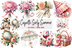 Coquette Girly Summer Clipart Bundle - CraftNest - Digital Crafting and Art