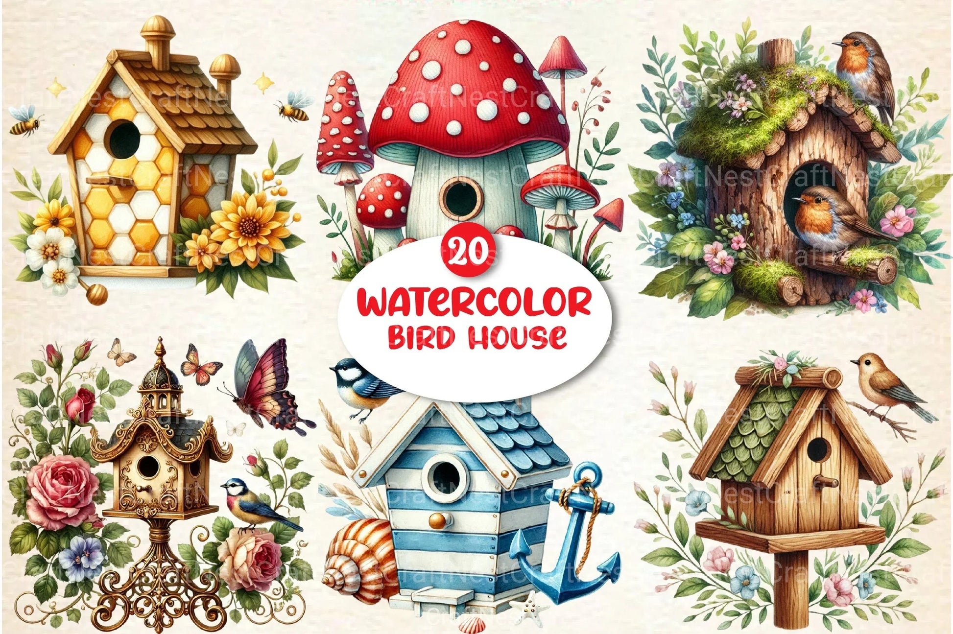 Bird House Clipart Bundle - CraftNest - Digital Crafting and Art