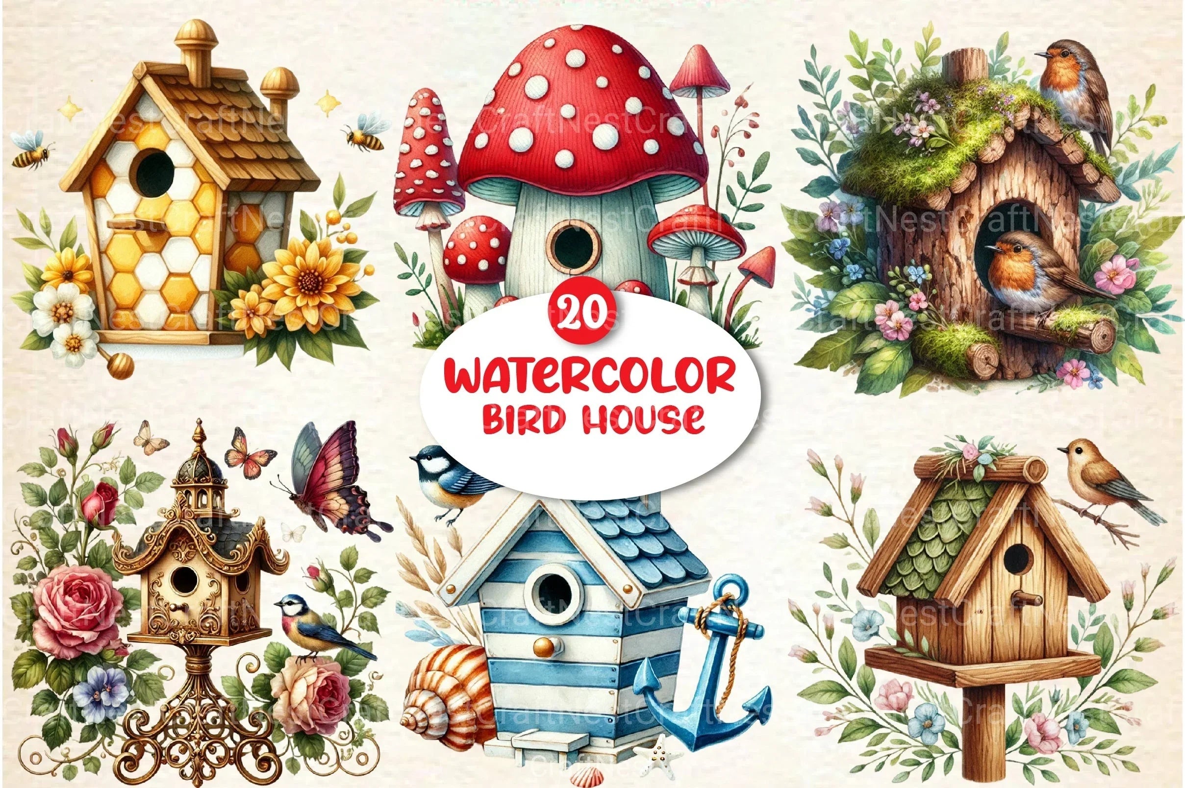 Bird House Clipart Bundle - CraftNest - Digital Crafting and Art