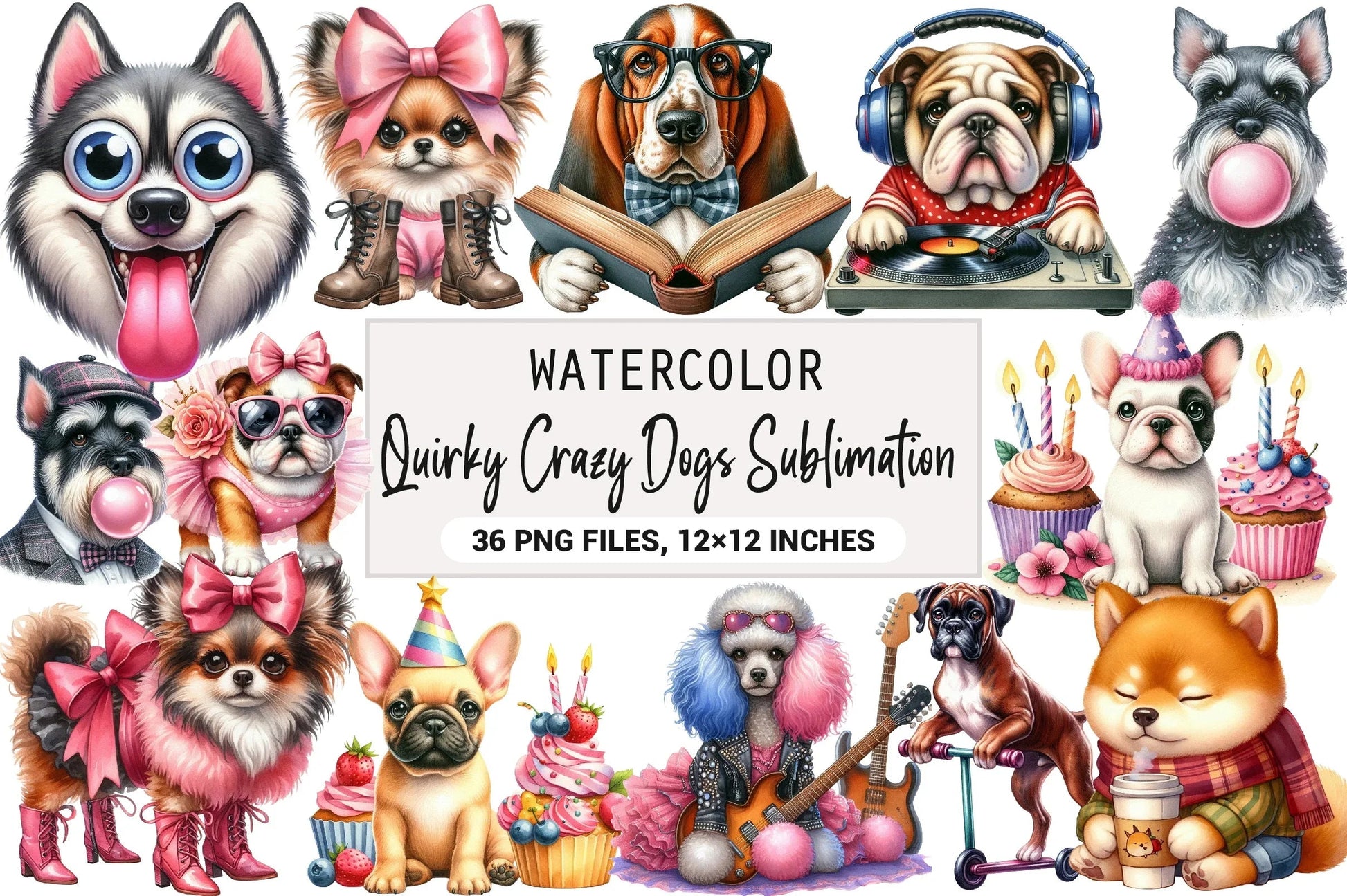 Quirky Crazy Dogs Clipart Bundle - CraftNest - Digital Crafting and Art