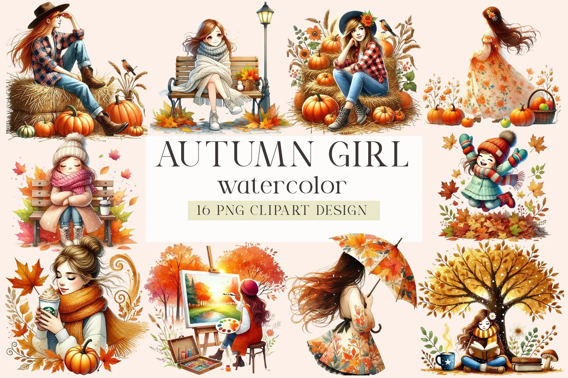 Autumn Girl Clipart Bundle - CraftNest - Digital Crafting and Art