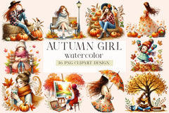 Autumn Girl Clipart Bundle - CraftNest - Digital Crafting and Art