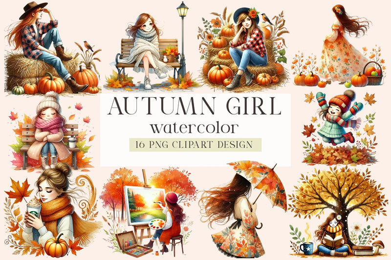 Autumn Girl Clipart Bundle - CraftNest - Digital Crafting and Art