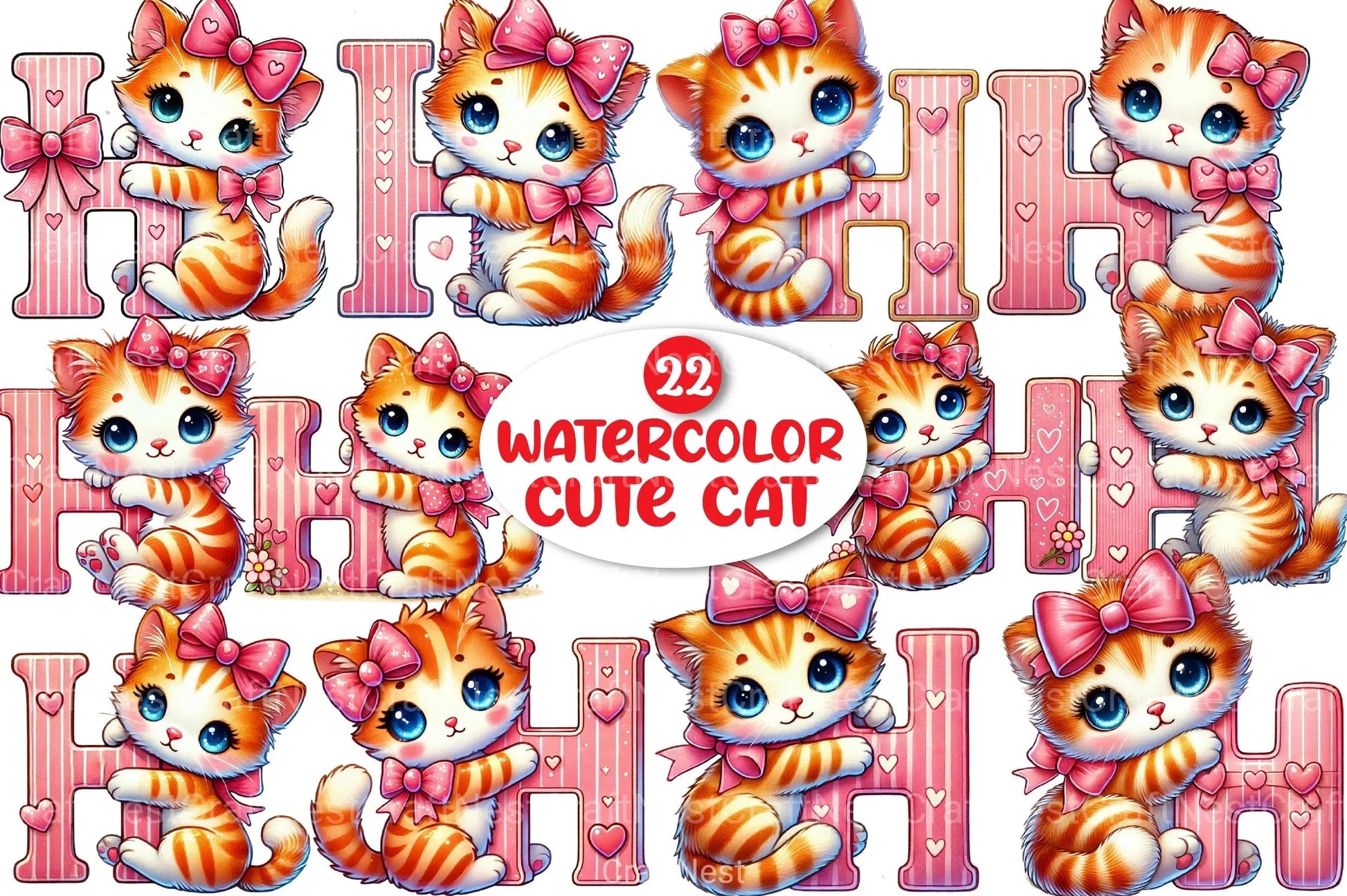Cute Cat Clipart Bundle 1 - CraftNest - Digital Crafting and Art