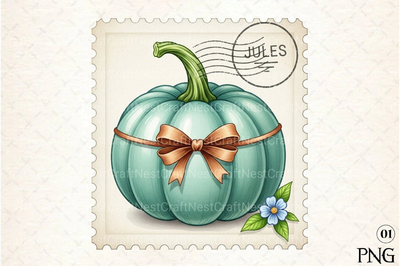 Pumpkin Postage Stamp Clipart Bundle 3 - CraftNest - Digital Crafting and Art