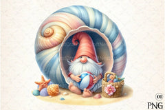 Seashell Gnome Clipart Bundle - CraftNest - Digital Crafting and Art