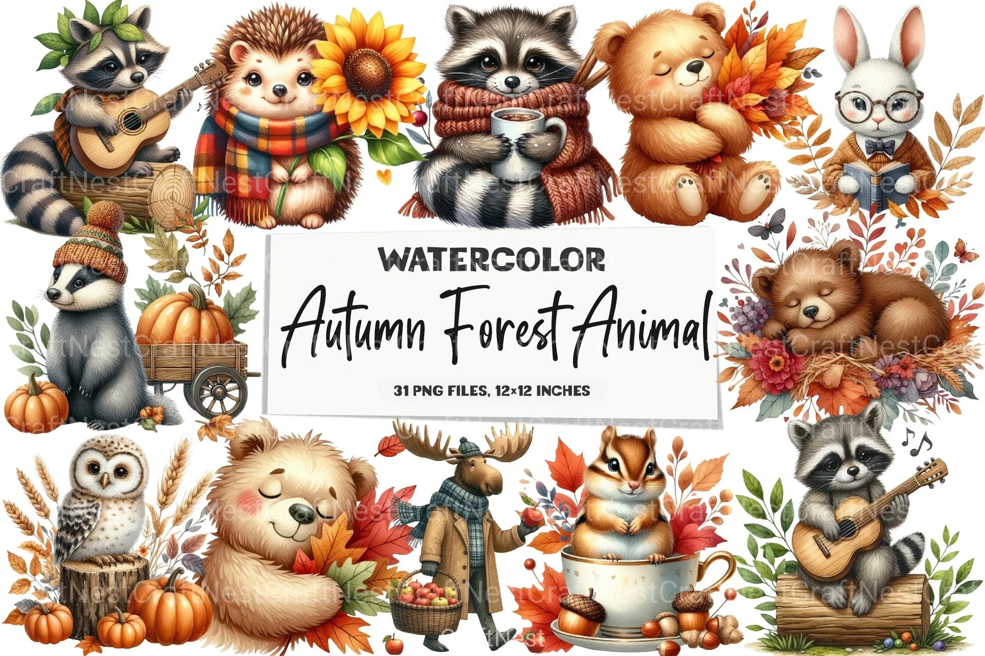 Autumn Forest Animal Clipart Bundle 99 - CraftNest - Digital Crafting and Art