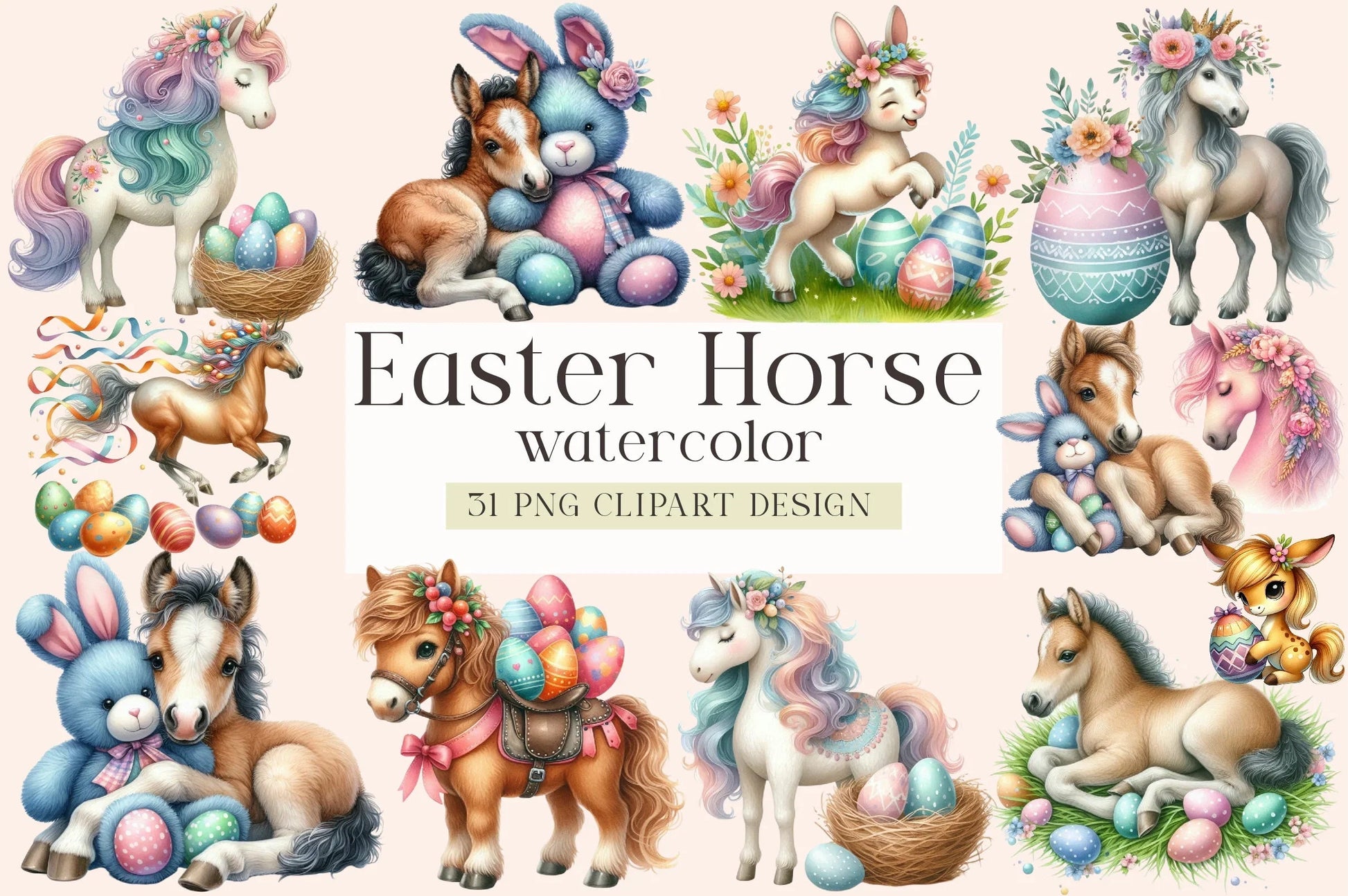 Easter Horse Clipart Bundle - CraftNest - Digital Crafting and Art