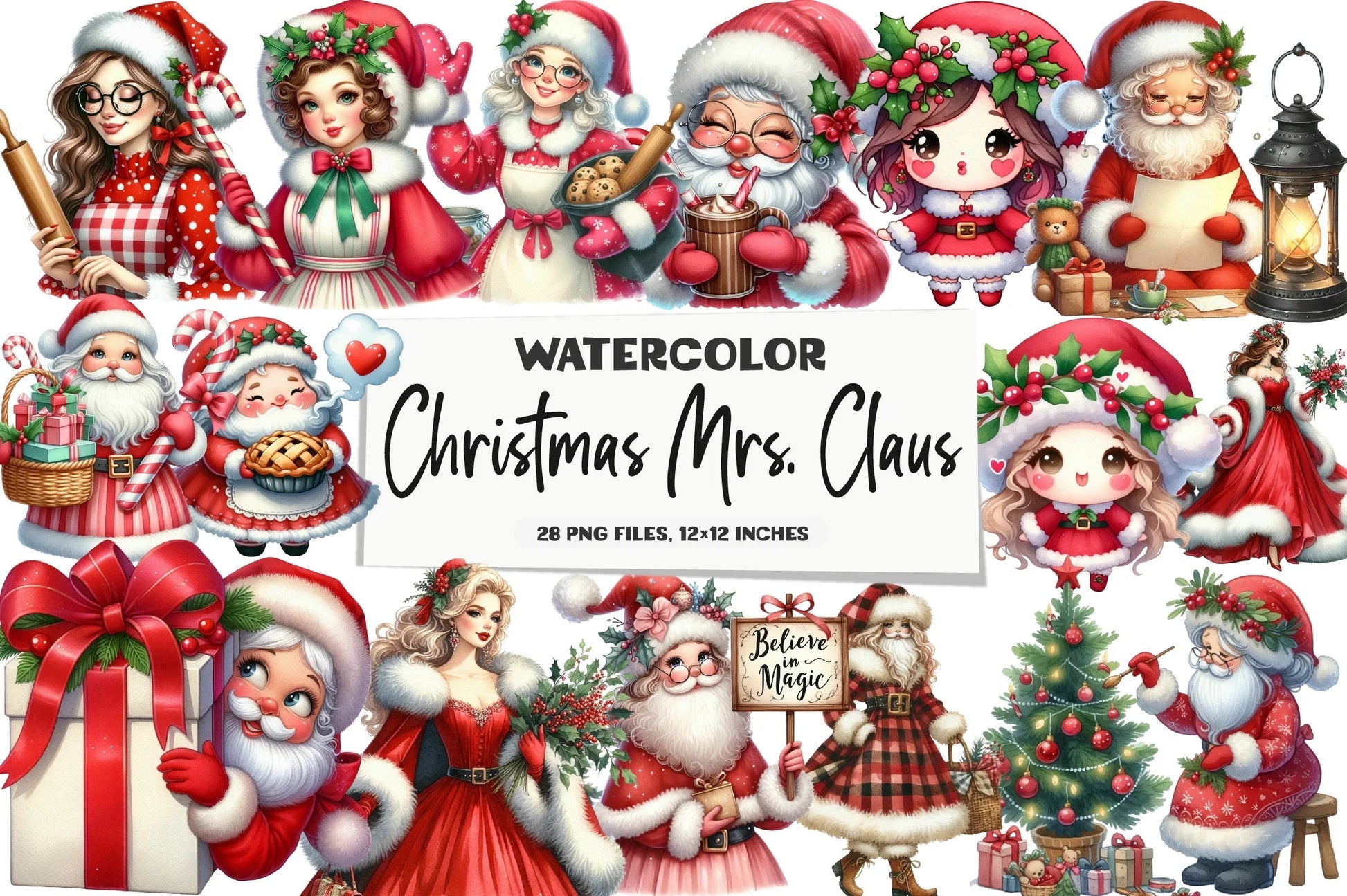 Christmas Mrs. Claus Clipart Bundle - CraftNest - Digital Crafting and Art