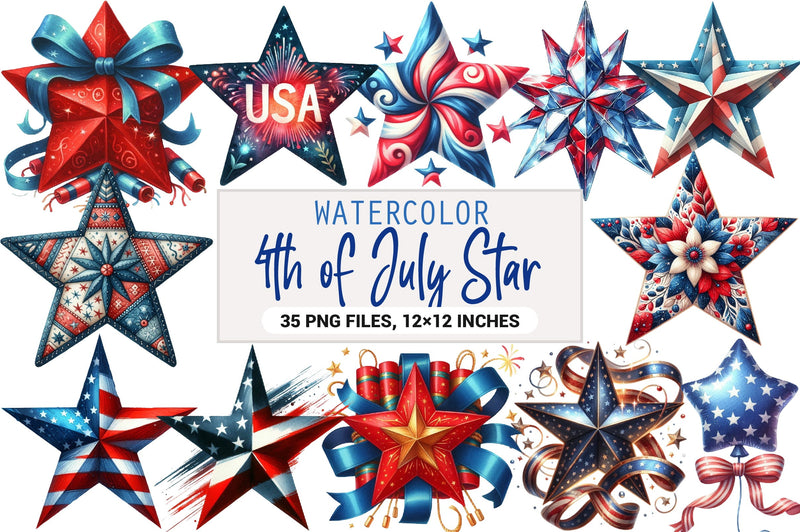 4th of July Star Clipart Bundle - CraftNest - Digital Crafting and Art