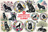 Spring Black Wolf Clipart Bundle