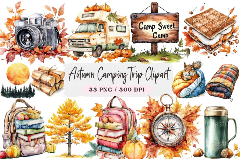 Autumn Camping Trip Clipart Bundle 1 - CraftNest - Digital Crafting and Art