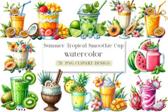Summer Tropical Smoothie Clipart Bundle - CraftNest - Digital Crafting and Art