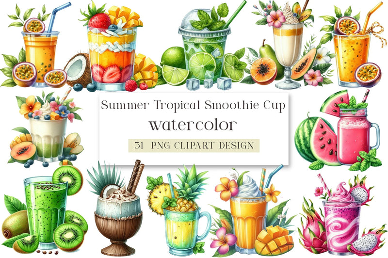 Summer Tropical Smoothie Clipart Bundle - CraftNest - Digital Crafting and Art