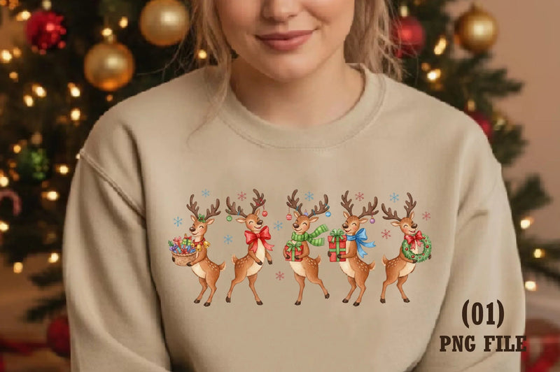 Funny Vintage Christmas Reindeer Clipart Bundle - CraftNest - Digital Crafting and Art