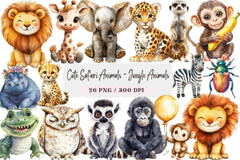 Cute Safari Animals Jungle Clipart Bundle - CraftNest - Digital Crafting and Art