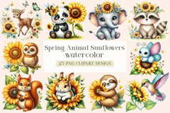 Spring Animal Sunflowers Clipart Bundle - CraftNest - Digital Crafting and Art
