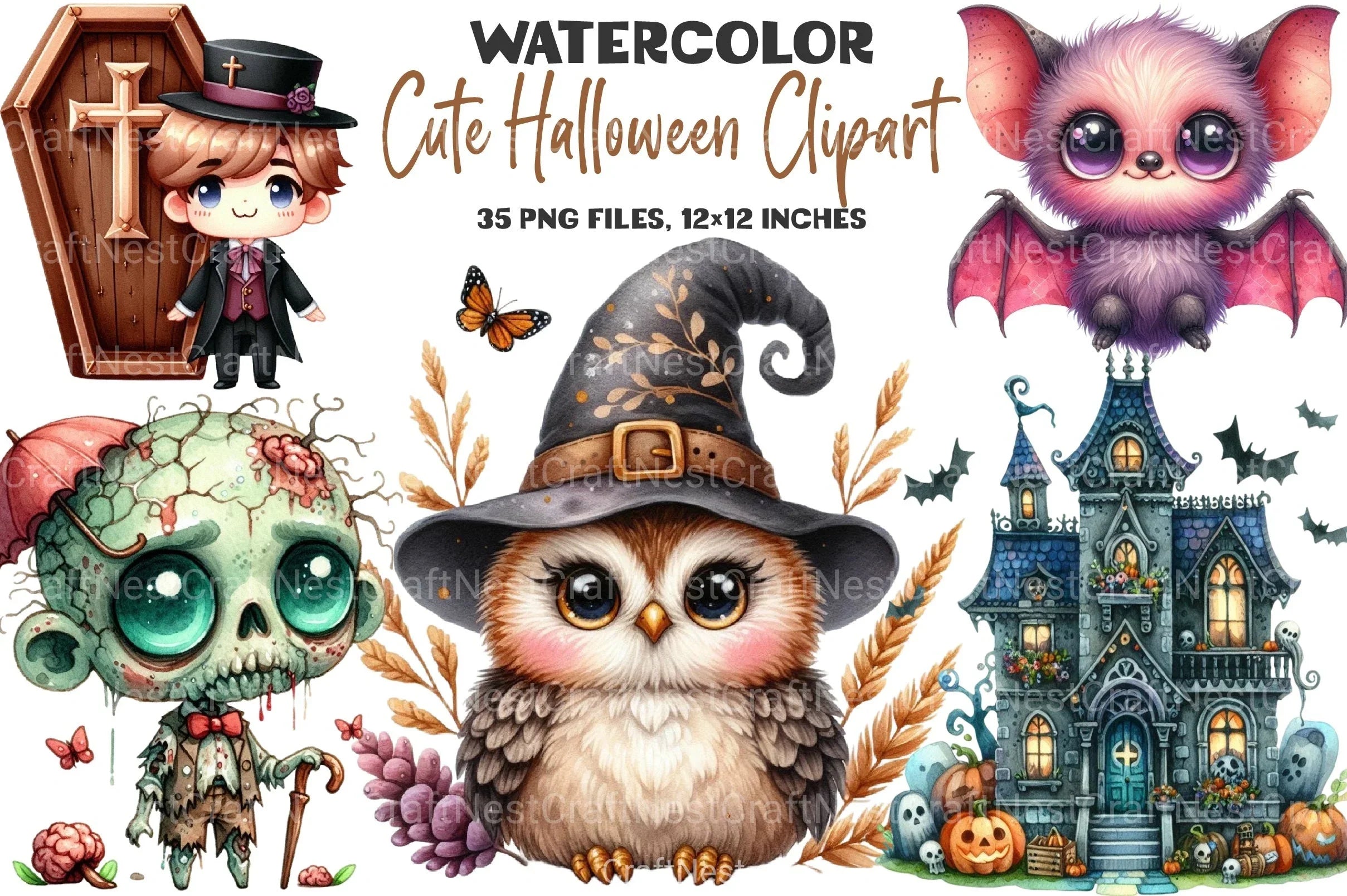 Cute Halloween Clipart Bundle09 - CraftNest - Digital Crafting and Art
