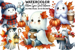 Autumn Spice Halloween Ghost Clipart Bundle - CraftNest - Digital Crafting and Art