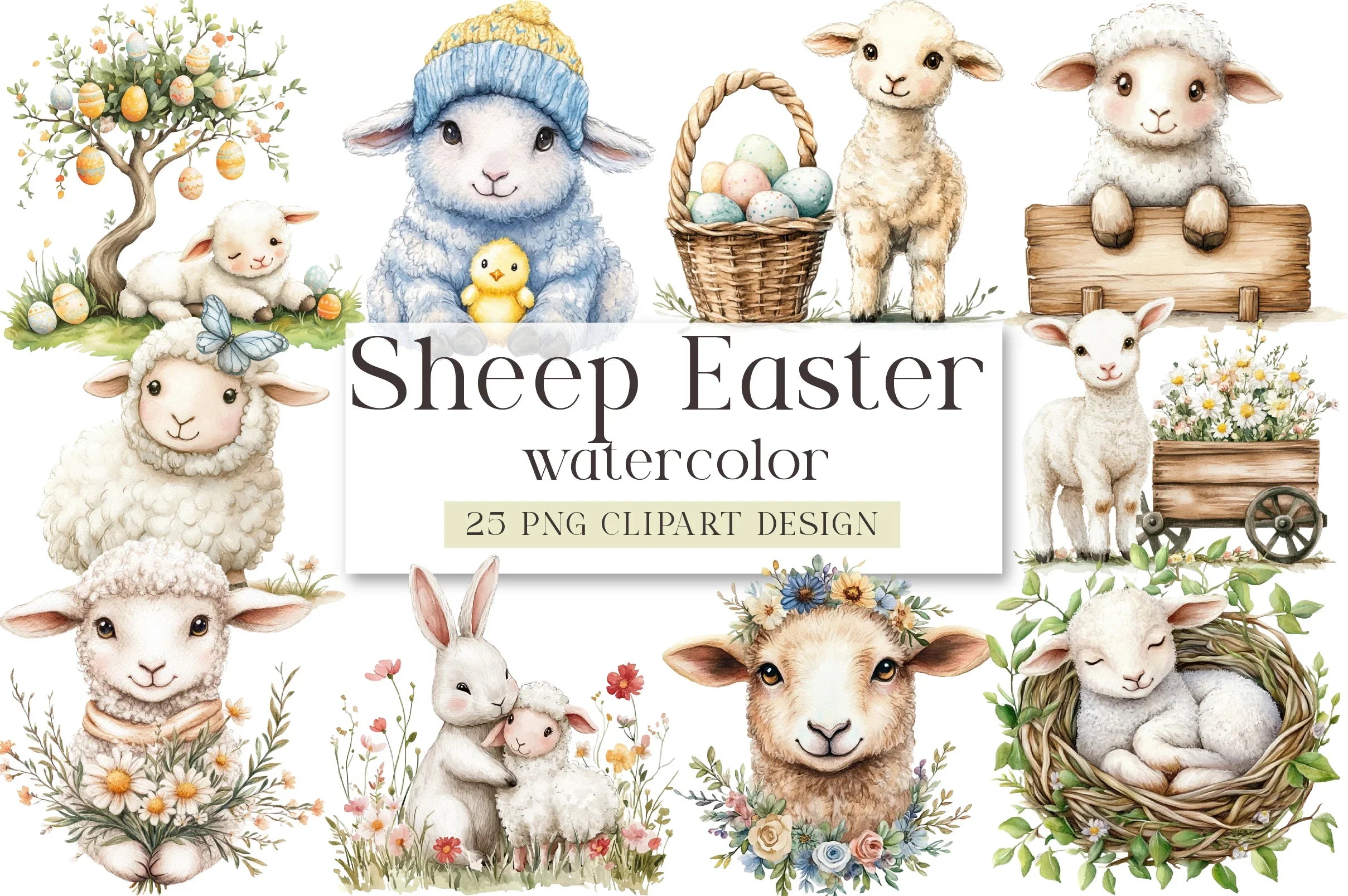 Sheep Easter Clipart Bundle - CraftNest - Digital Crafting and Art