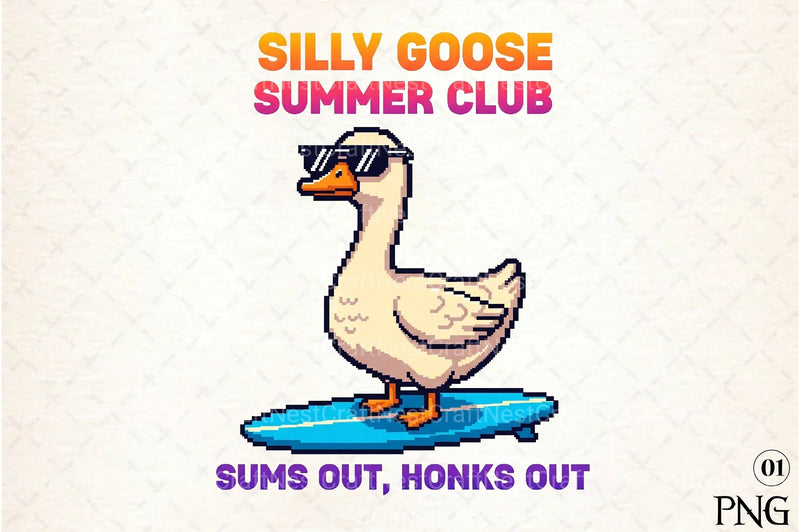 Blocky Style Funny Summer Goose Clipart Bundle 122 - CraftNest - Digital Crafting and Art
