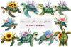 Floral Sea Turtles Clipart Bundle
