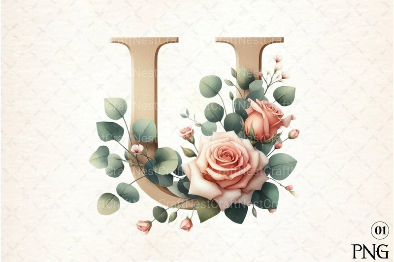 Floral Alphabet Clipart Bundle 16 - CraftNest - Digital Crafting and Art