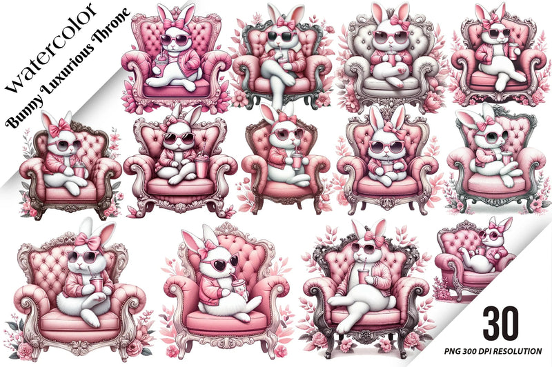 Bunny Luxurious Throne Clipart Bundle - CraftNest - Digital Crafting and Art