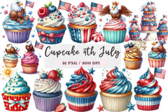 4th of July Cupcake Clipart Bundle - CraftNest - Digital Crafting and Art
