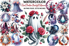 Floral Phantom Moonlight Halloween Clipart Bundle - CraftNest - Digital Crafting and Art