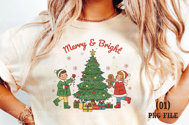 Merry & Bright Retro Christmas Clipart Bundle - CraftNest - Digital Crafting and Art