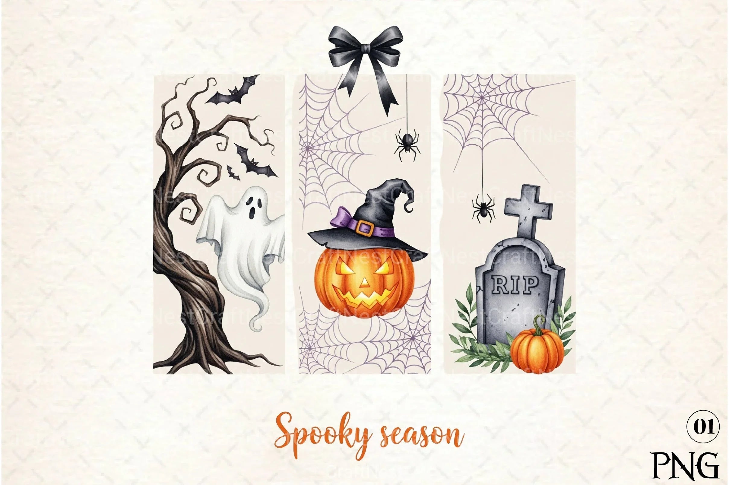 Brushstroke Halloween Spooky Season Clipart Bundle - CraftNest - Digital Crafting and Art