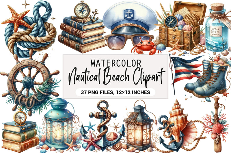 Nautical Beach Clipart Bundle - CraftNest - Digital Crafting and Art