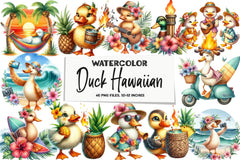 Hawaiian Tropical Duck Clipart Bundle - CraftNest - Digital Crafting and Art